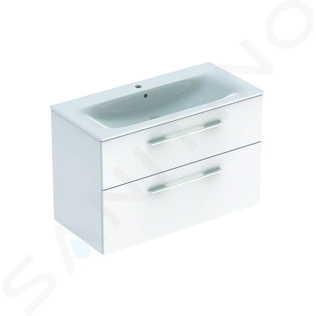 Geberit Selnova Square - Mobile sottolavabo 635x988x480 mm, con lavabo, 2 cassetti, bianco lucido 501.244.00.1