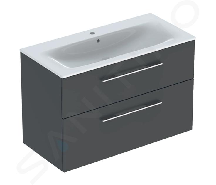 Geberit Selnova Square - Mobile sottolavabo 64x99x48 cm, con lavabo, 2 cassetti, lava opaca 501.245.00.1