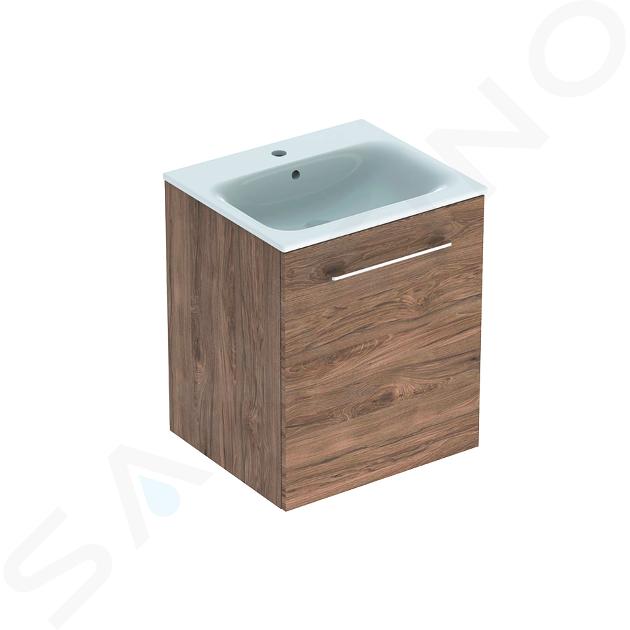 Geberit Selnova Square - Armario de lavabo 635x538x480 mm, con lavabo, 1 puerta, nogal hickory 501.250.00.1