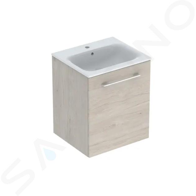 Geberit Selnova Square - Meuble-vasque 635x538x480 mm, avec vasque, 1 porte, noyer clair hickory 501.251.00.1