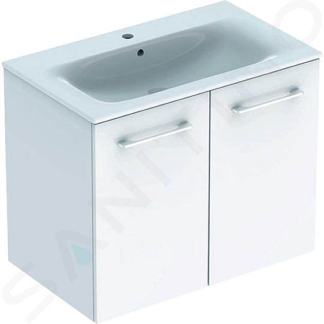 Geberit Selnova Square - Mobile sottolavabo 64x79x48 cm, con lavabo, 2 ante, bianco lucido 501.256.00.1