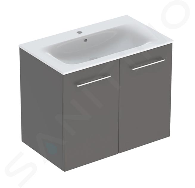 Geberit Selnova Square - Mobile sottolavabo 64x79x48 cm, con lavabo, 2 ante, lava opaca 501.257.00.1