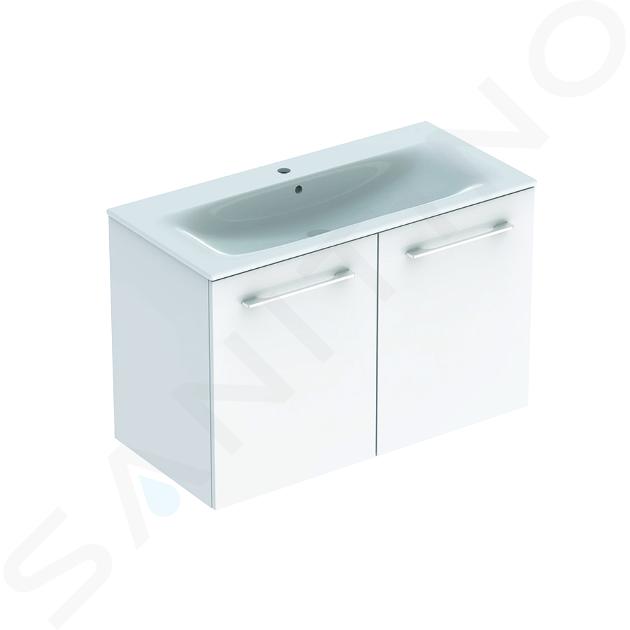 Geberit Selnova Square - Mobile sottolavabo 635x988x480 mm, con lavabo, 2 ante, bianco lucido 501.260.00.1