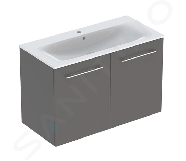 Geberit Selnova Square - Mobile sottolavabo 64x99x48 cm, con lavabo, 2 ante, lava opaca 501.261.00.1