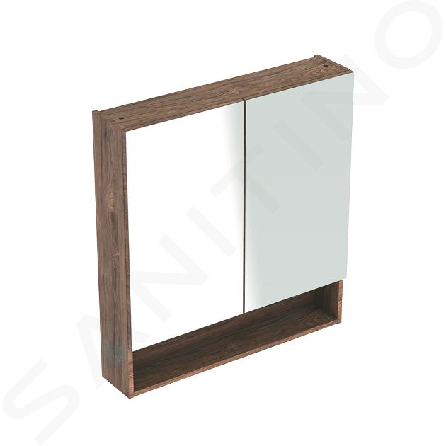 Geberit Selnova Square - Szafka z lustrem 85x59x18 cm, 2 drzwi, orzech hikorowy 501.266.00.1