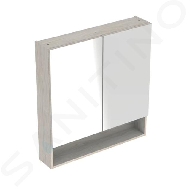 Geberit Selnova Square - Spiegelschrank 85x59x18 cm, 2 Türen, Nuss Hickory 501.267.00.1