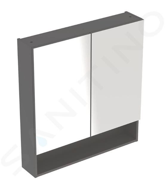 Geberit Selnova Square - Spiegelschrank 85x79x18 cm, 2 Türen, Lava matt 501.269.00.1