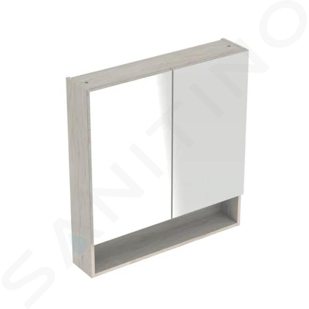 Geberit Selnova Square - Spiegelkast 85x79x18 cm, 2 deuren, licht hickorynoot 501.271.00.1