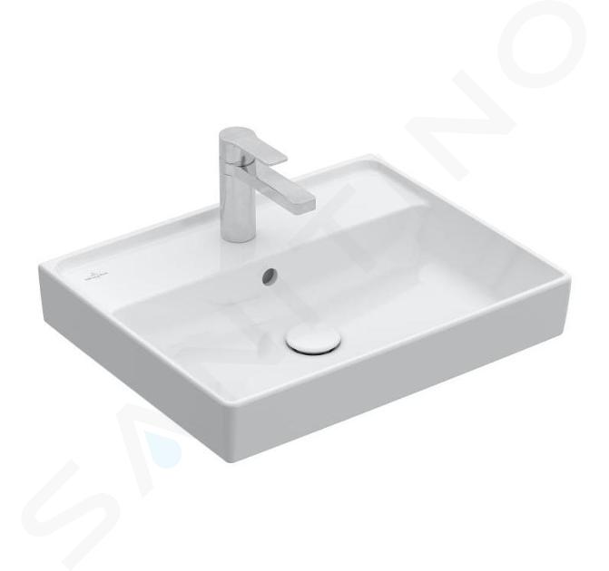 Villeroy & Boch Collaro - Waschbecken 550x440 mm, mit Überlauf, mit Hahnloch, Alpinweiß 4A335501