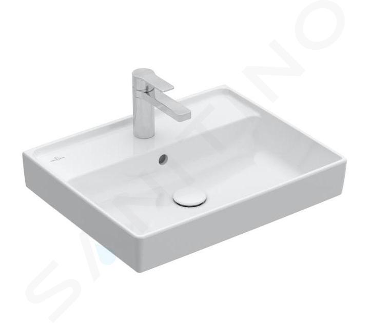 Villeroy & Boch Collaro - Lavabo 55x44 cm, con rebosadero, orificio para el grifo, CeramicPlus, blanco alpino 4A3355R1