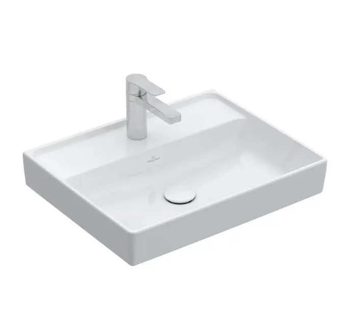 Villeroy & Boch Collaro - Lavabo 60x47 cm, sans trop-plein, trou de robinetterie, CeramicPlus, Stone White 4A3361RW