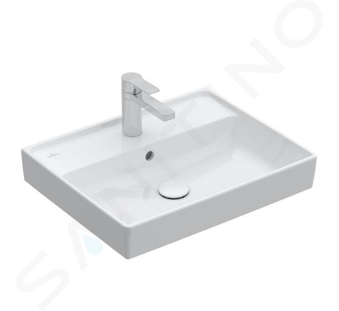 Villeroy & Boch Collaro - Lavabo 600x470 mm, con rebosadero, orificio para el grifo, CeramicPlus, blanco alpino 4A3360R1