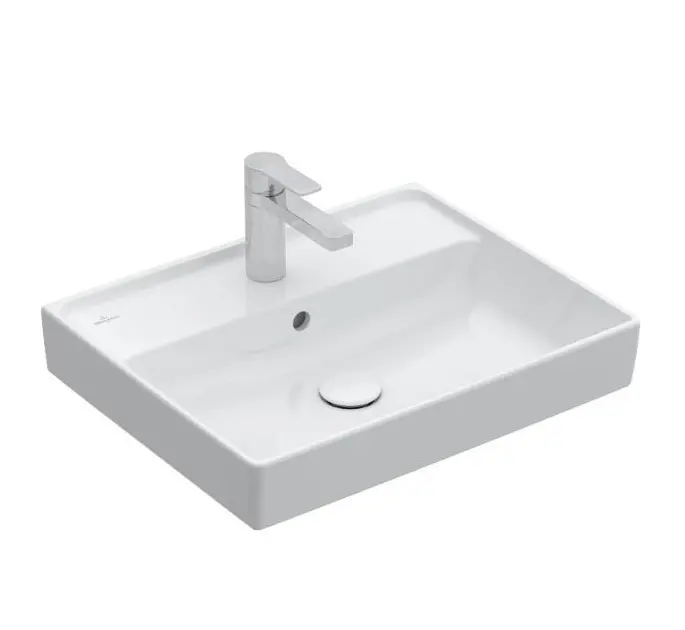 Villeroy & Boch Collaro - Lavabo 60x47 cm, avec trop-plein, trou de robinetterie, CeramicPlus, Stone White 4A3360RW