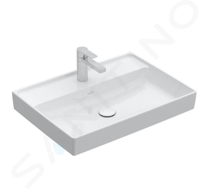 Villeroy & Boch Collaro - Waschbecken 650x470 mm, ohne Überlauf, mit Hahnloch, CeramicPlus, Alpinweiß 4A3366R1