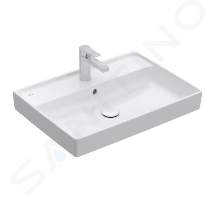 Villeroy & Boch Collaro - Lavabo 650x470 mm, con rebosadero, orificio para grifo, CeramicPlus, blanco alpino 4A3365R1