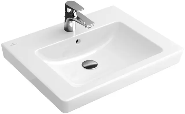 Levně Villeroy & Boch Subway 2.0 - Umyvadlo 65x47 cm, s přepadem, otvor pro baterii, CeramicPlus, alpská bílá 7113KGR1