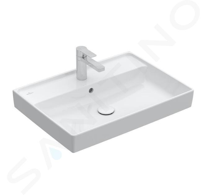 Villeroy & Boch Collaro - Waschbecken 65x47 cm, mit Überlauf, mit Hahnloch, CeramicPlus, Stone White 4A3365RW