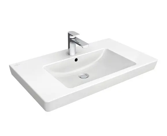 Levně Villeroy & Boch Subway 2.0 - Umyvadlo 80x47 cm, s přepadem, otvor pro baterii, CeramicPlus, alpská bílá 71758GR1