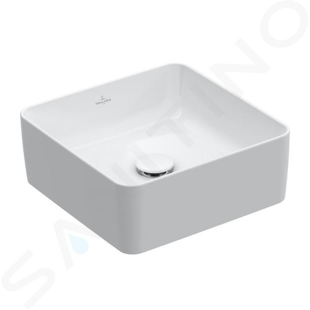 Villeroy & Boch Collaro - Lavabo sobre encimera, 38x38 cm, CeramicPlus, Stone White 4A2138RW