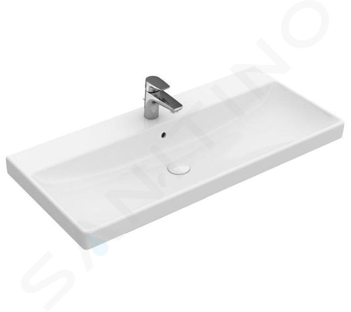 Villeroy & Boch Avento - Möbelwaschtisch, 1000x470 mm, mit Überlauf, mit Hahnloch, Alpinweiß 4156A501