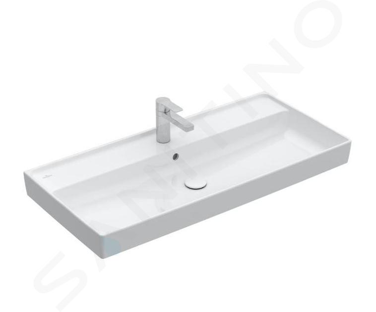 Villeroy & Boch Collaro - Lavabo de mueble 100x47 cm, con rebosadero, orificio para el grifo, CeramicPlus, blanco alpino 4A33A5R1