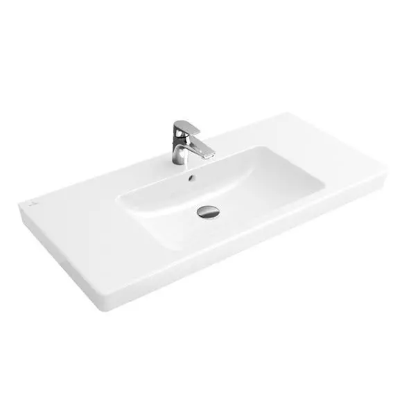 Levně Villeroy & Boch Subway 2.0 - Umyvadlo nábytkové 100x47 cm, s přepadem, otvor pro baterii, CeramicPlus, alpská bílá 71751GR1