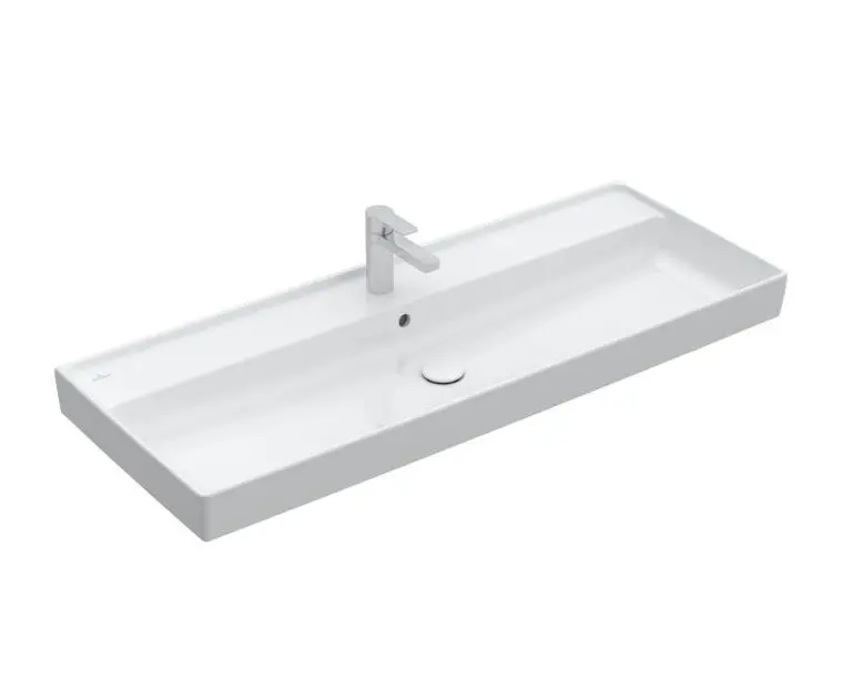 Villeroy & Boch Collaro - Meuble lavabo 120x47 cm, avec trop-plein, trou de robinetterie, CeramicPlus, Stone White 4A33C5RW