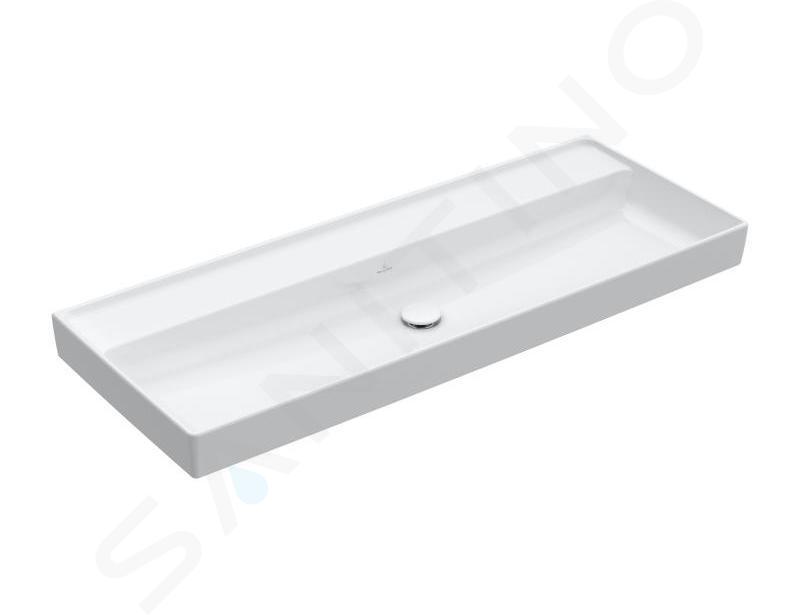 Villeroy & Boch Collaro - Lavabo de mueble 120x47 cm, sin rebosadero, sin orificio para el grifo, CeramicPlus, blanco alpino 4A33C3R1