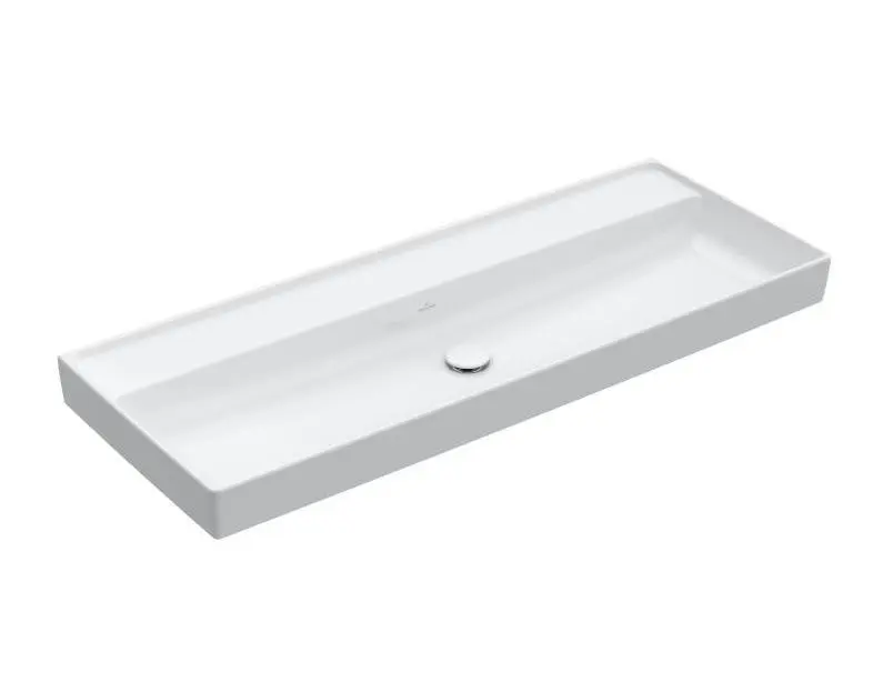 Villeroy & Boch Collaro - Meuble lavabo 120x47 cm, sans trop-plein, sans trou de robinetterie, CeramicPlus, Stone White 4A33C3RW
