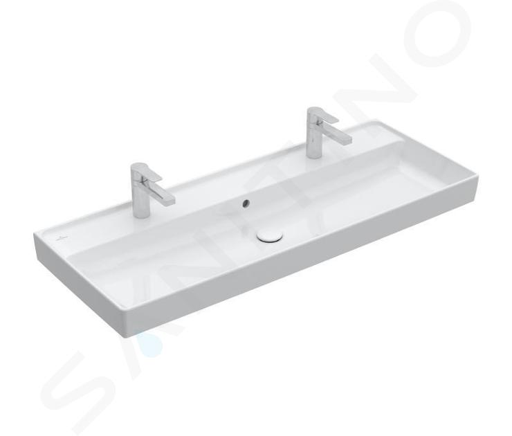 Villeroy & Boch Collaro - Dvojumyvadlo nábytkové 1200x470 mm, s přepadem, 2 otvory pro baterii, alpská bílá 4A33C401