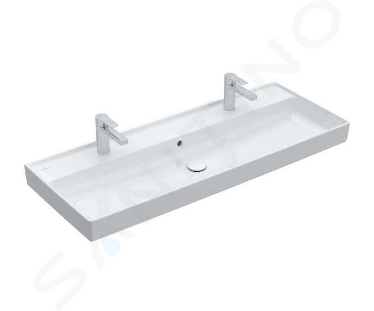 Villeroy & Boch Collaro - Möbelwaschtisch, 120x47 cm, mit Überlauf, 2 Hahnlöchern, Ceramic,  Stone White 4A33C4RW
