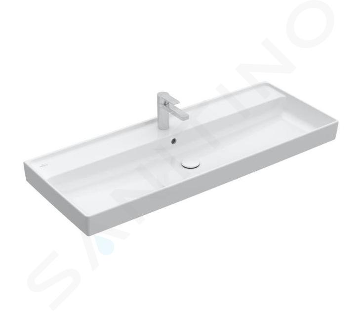 Villeroy & Boch Collaro - Möbelwaschtisch, 1200x470 mm, mit Überlauf, mit Hahnloch, Alpinweiß 4A33C5R1