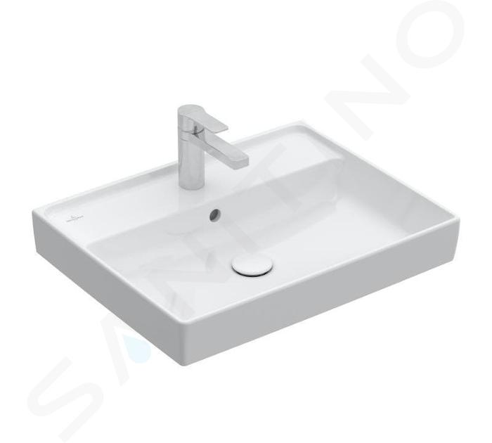 Villeroy & Boch Collaro - Meuble lavabo 60x47 cm, avec trop-plein, trou de robinetterie, CeramicPlus, blanc alpin 4A336GR1
