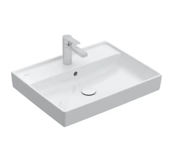 Levně Villeroy & Boch Collaro - Umyvadlo 60x47 cm, s přepadem, otvor pro baterii, CeramicPlus, Stone White 4A336GRW