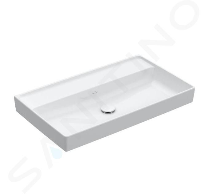 Villeroy & Boch Collaro - Lavabo de mueble, 80x47 cm, sin rebosadero, sin orificio para el grifo, blanco alpino 4A338301