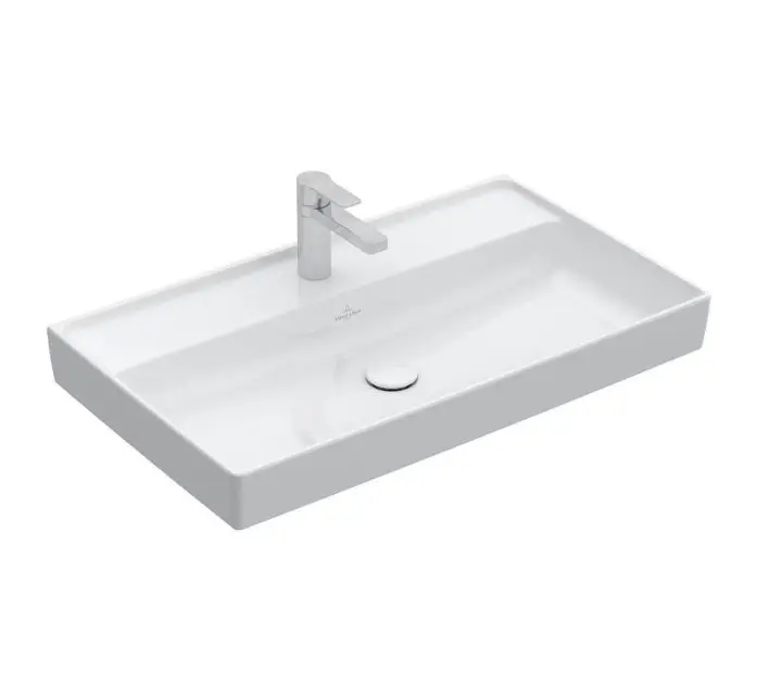 Villeroy & Boch Collaro - Möbelwaschtisch, 80x47 cm, ohne Überlauf, mit Hahnloch, CeramicPlus, Alpinweiß 4A3381R1