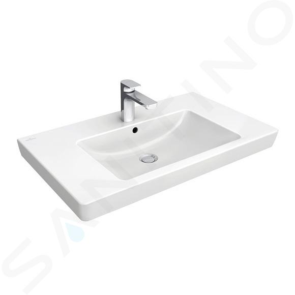 Villeroy & Boch Subway 2.0 - Möbelwaschtisch, 80x47 cm, mit Überlauf, mit Hahnloch, CeramicPlus, Alpinweiß 71758001