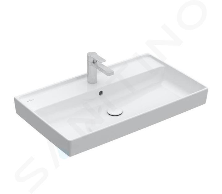 Villeroy & Boch Collaro - Lavoar pentru mobilier 800x470 mm, cu preaplin, orificiu pentru baterie, CeramicPlus, alb alpin 4A3380R1