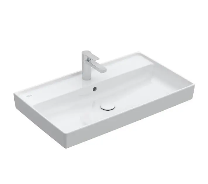 Levně Villeroy & Boch Collaro - Umyvadlo nábytkové 80x47 cm, s přepadem, otvor pro baterii, CeramicPlus, Stone White 4A338GRW