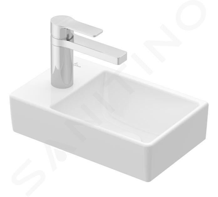 Villeroy & Boch Avento - Umývadielko, 360x220 mm, bez prepadu, 1 otvor na batériu vľavo, alpská biela 43003R01