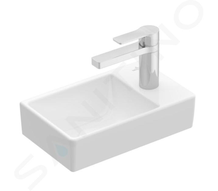 Villeroy & Boch Avento - Umývátko 360x220 mm, bez přepadu, 1 otvor pro baterii vpravo, alpská bílá 43003L01