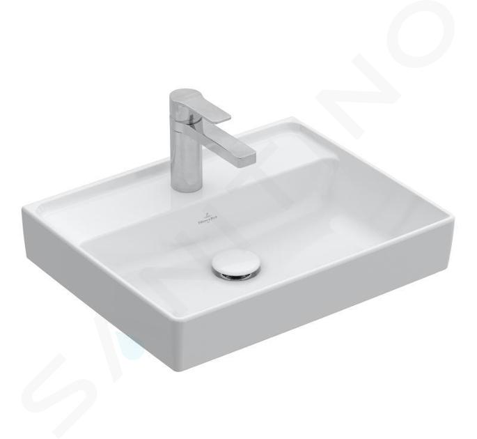 Villeroy & Boch Collaro - Lave-mains 500x400 mm, sans trop-plein, un trou de robinetterie, CeramicPlus, blanc alpin 433451R1