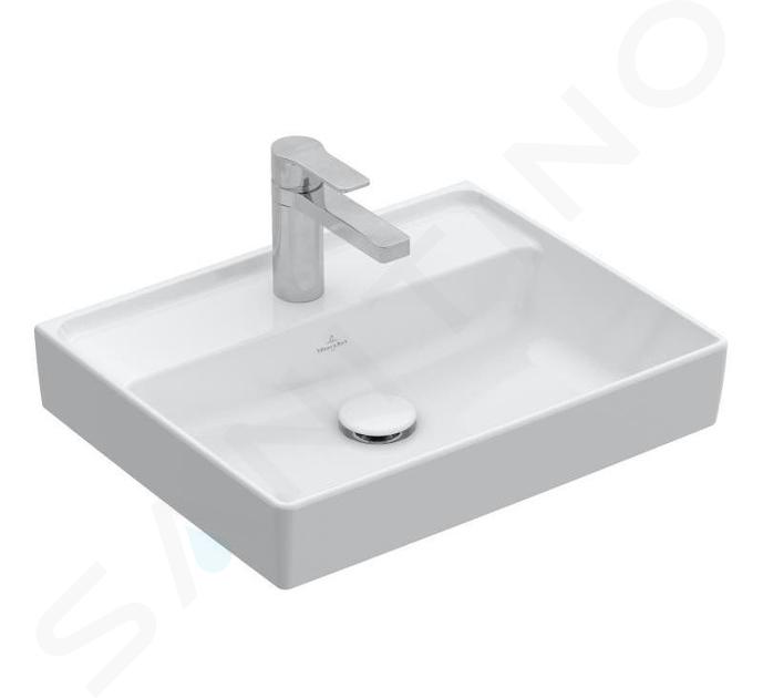 Villeroy & Boch Collaro - Lavamanos 50x40 cm, sin rebosadero, 1 orificio para grifo, CeramicPlus, Stone White 433451RW