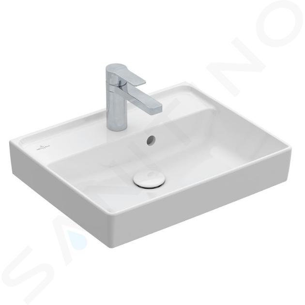 Villeroy & Boch Collaro - Lavamanos 50x40 cm, con rebosadero, 1 orificio para grifo, CeramicPlus, blanco alpino 433450R1