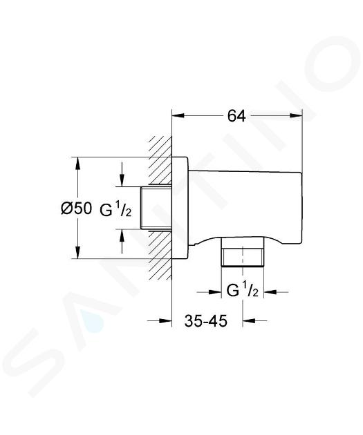 Grohe Rainshower - Coude de raccordement mural, chrome 27057000