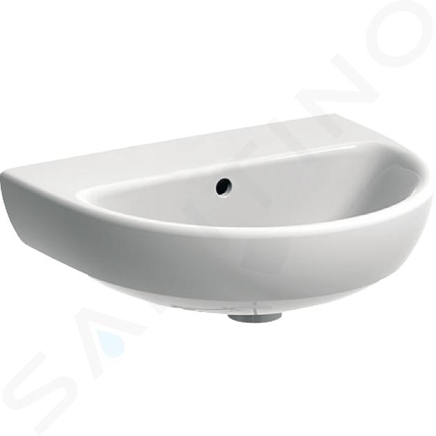 Geberit Selnova - Handwaschbecken 500x410 mm, ohne Hahnloch, mit Überlauf, Weiß 500.294.01.1