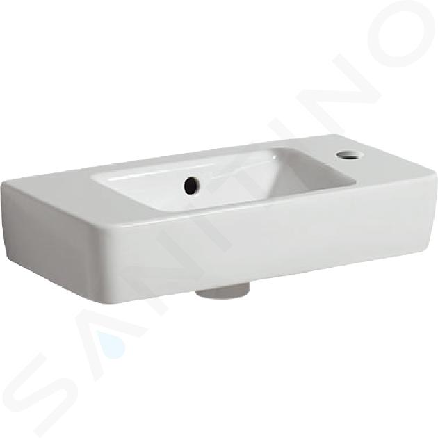 Geberit Selnova - Umývátko 500x250 mm, s 1 otvorem pro baterii vpravo, s přepadem, bílá 501.507.00.1