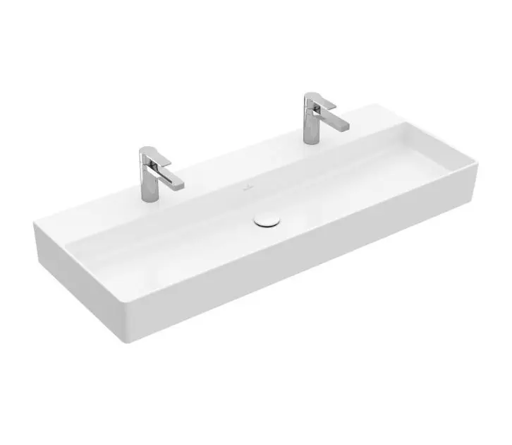 Villeroy & Boch Memento 2.0 - Dubbele meubelwastafel 1200x470 mm, zonder overloop, 2 kraangaten, alpine wit 4A22CG01