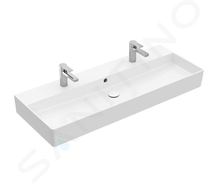 Villeroy & Boch Memento 2.0 - Dvojumývadlo nábytkové 1200x470 mm, s prepadom, 2 otvory na batériu, CeramicPlus, alpská biela 4A22CKR1