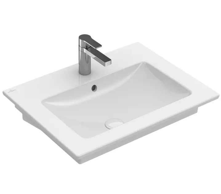 Levně Villeroy & Boch Venticello - Umyvadlo 60x50 cm, s přepadem, otvor pro baterii, CeramicPlus, alpská bílá 412460R1